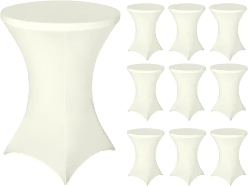 Vista 18 de FestiCorp Mantel de Mesa Negro de Spandex, Manteles Ajustados para Cóctel, Manteles Elásticos Redondos para Mesa Alta para Fiestas, Bar, Bodas