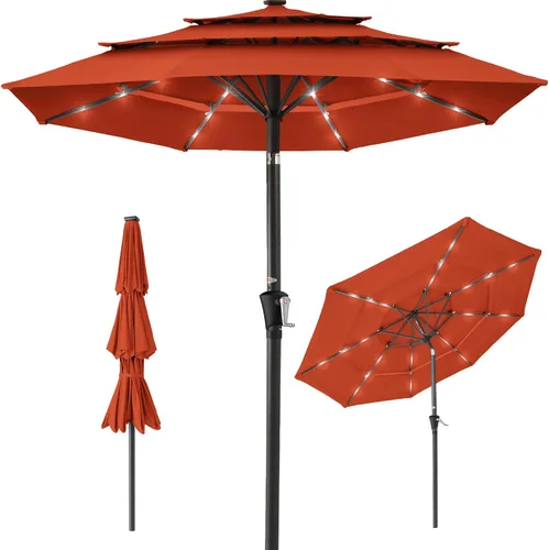 Vista 21 de Best Choice Products - Sombrilla solar de 10 pies de 3 niveles para patio, sombrilla de sol para exteriores, mercado, patio trasero, terraza, junto