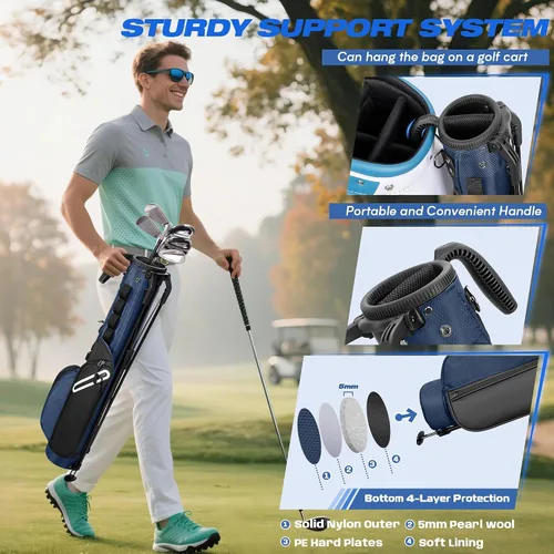 Vista 5 de GOBUROS Lightweight Golf Bag with Stand for Par 3 Courses and Driving Range