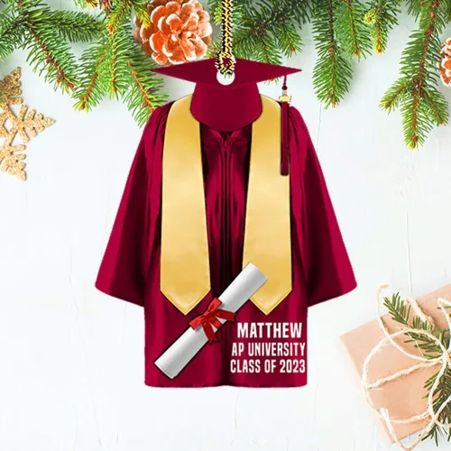 Vista 3 de Adorno de graduación, vestido de graduación personalizado con forma de acrílico, adorno plano, regalos para graduado, él, ella, amigos, adorno