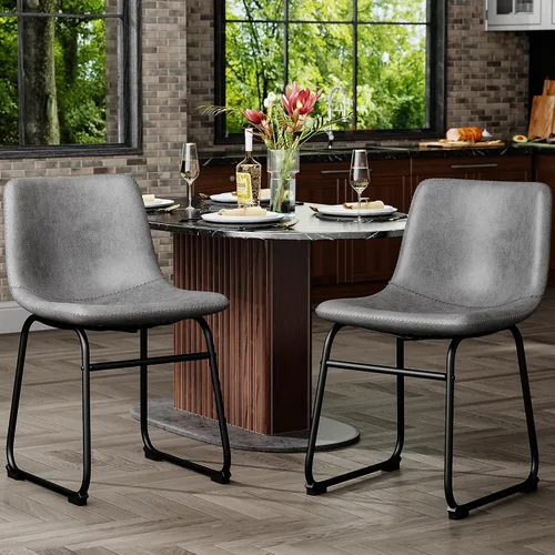 Vista 44 de YaFiti - Juego de 2 sillas de comedor de 18 pulgadas, sillas modernas tapizadas para comedor con cojines de piel sintética y patas de metal, silla