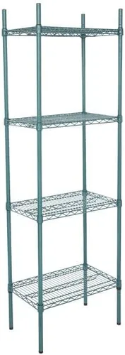 Vista 379 de Kit de 4 estantes de epoxi verde NSF de 21 x 72 pulgadas con postes de 86 pulgadas, estantería de almacenamiento resistente, kit de estantería