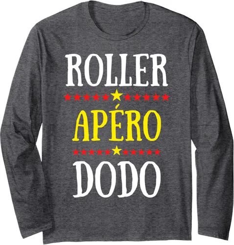 Vista 5 de Roller Apéro Dodo Programme Vacances Week-End Patins Sport Long Sleeve T-Shirt