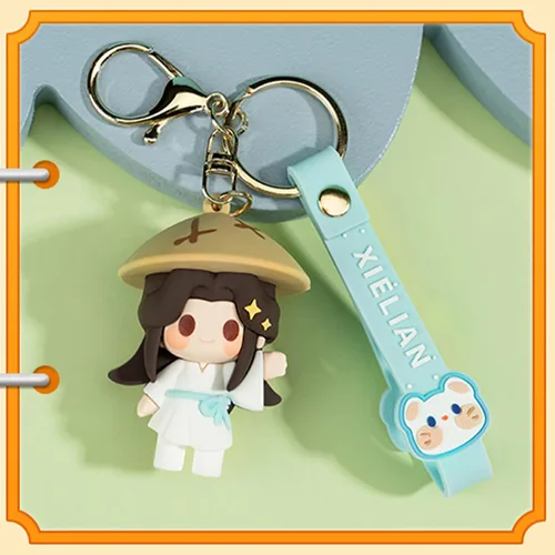 Vista 5 de CALEMBOU Llavero de anime, 2.4 pulgadas, lindo llavero de figura de Xie Lian Hua Cheng Chibi, mercancía china de Donghua Tian Guan Ci Fu