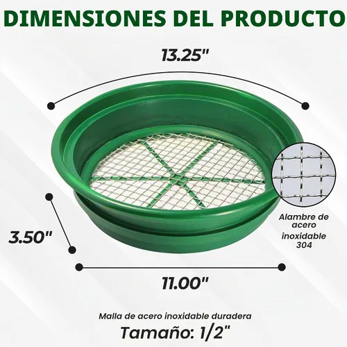 Vista 3 de SE Bandeja Clasificadora Apilable para Prospección de Oro de 13.25 Pulgadas de Ancho - Bandeja de Tamizado con Malla de Acero Inoxidable de 1/2