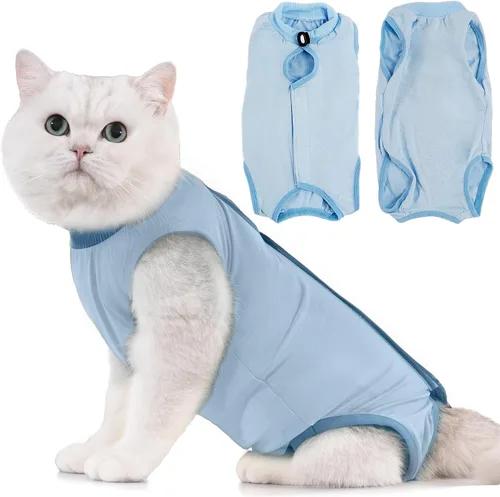 Vista 23 de Avont Traje de recuperación para gatos – Mameluco de gatito para gatos después de la cirugía, traje quirúrgico de esterilización alternativo al cono