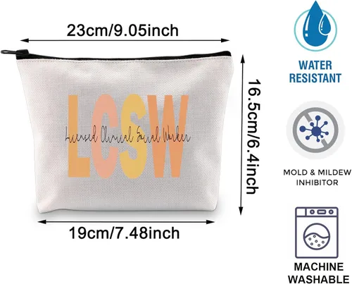 Vista 2 de BLUPARK Trabajador Social Regalo Trabajador Social LMSW LISW LCSW Bolsa de Maquillaje Trabajador Social Regalo de Graduación Trabajo Social Regalo