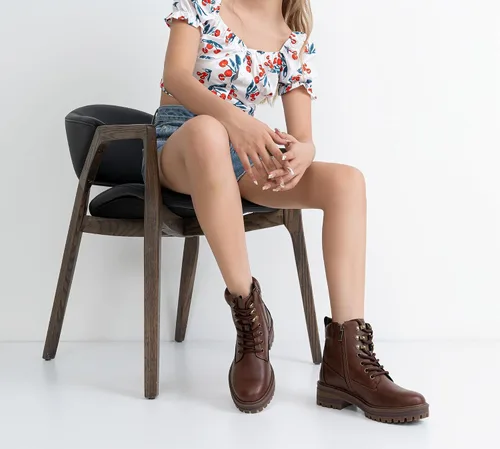 Vista 2 de Vepose Botines de mujer 9609 para mujer, botines de combate con cordones para mujer 2.0