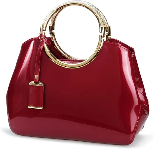 Vista 9 de HOXIS Charm - Bolso de hombro estructurado con agarre de metal brillante para mujer