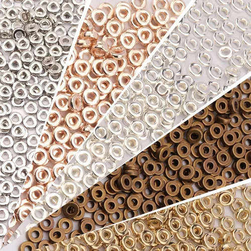 Vista 9 de 1000 cuentas espaciadoras redondas planas para manualidades, cuentas de disco de 5 colores para hacer joyas, pulseras, collares, aretes y 1000pcs; 5