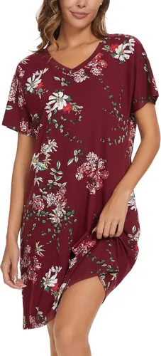 Vista 3 de Paquete de 2 camisones para mujer, camisas de dormir de algodón de manga corta