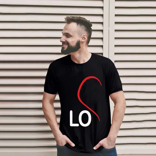 Vista 5 de Camisas a juego para parejas para él y ella, hombres y mujeres, estampado LO VE para el día de San Valentín, manga corta, blusa para parejas