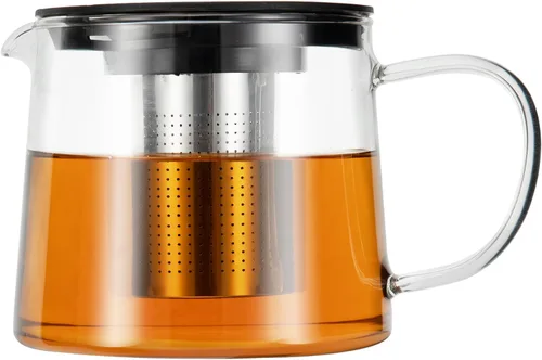 Vista 7 de Tetera de vidrio 1000 ml/34 oz con infusor extraíble de acero inoxidable, tetera de vidrio resistente al calor de borosilicato, hervidor de té