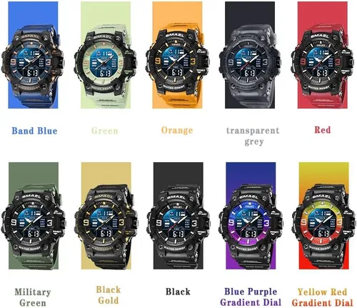 Vista 7 de KXAITO Men's Stainless Steel case Sports Watch Military Watch Outdoor LED Stopwatch Digital Electronic Large Dual Display Waterproof Tactical Army