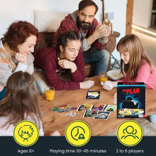 Vista 9 de R&R Games The Plan, juego de cartas estratégico, juego de cartas de atraco, juegos familiares para niños y adultos, tiempo de juego rápido