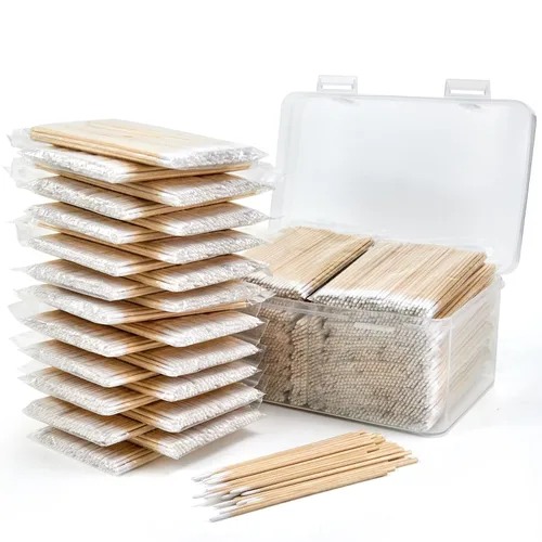 Vista 10 de 200 PIEZAS Hisopos de algodón puntiagudos - Hisopos de algodón de punta precisa de 4 pulgadas para microblading con palitos de madera