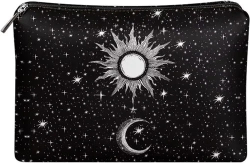 Vista 34 de Flashideas Bolsa de maquillaje portátil de cuero impermeable bolsa de cosméticos embrague maquillaje cepillo bolsa, Estampado De Mármol Azul 1