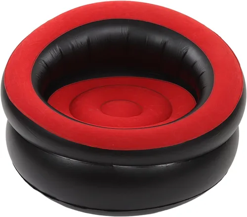 Vista 9 de Srliya Sofá inflable de aire flocado, silla inflable simple, sofá perezoso, sofá puff para sala de estar, dormitorio, sala de lectura, oficina, Gris