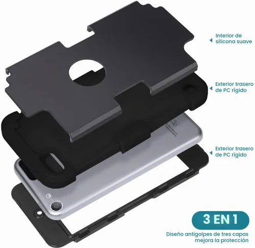 Vista 7 de IDweel - Funda para iPod Touch 7ª/6/5 Gen con 2 protectores de pantalla Negro
