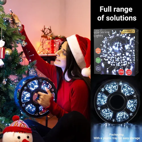 Vista 7 de Quntis Luces de Navidad en cadena de racimo de 1000 LED de 82 pies – 8 modos de luces de árbol de Navidad – Luces de Navidad impermeables