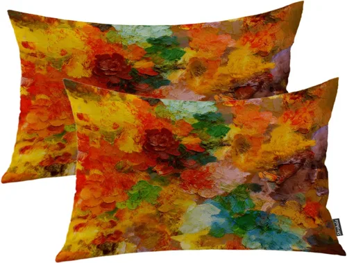 Vista 79 de Shrahala Juego de 2 fundas de almohada de mandala de color beige para exteriores, cuadradas, mandala, para interiores, de lino resistente al agua