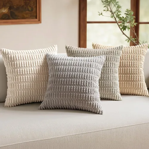 Vista 8 de MIULEE Paquete de 4 fundas de almohada decorativas neutras de 16 x 16 pulgadas para sofá, sala de estar, cama, estilo rústico, granja, bohemio