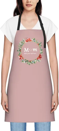 Vista 38 de Delantales personalizados para mujer, diseño de delantal de chef ajustable con nombre, textos, fotos, flores, regalos para el día de la madre