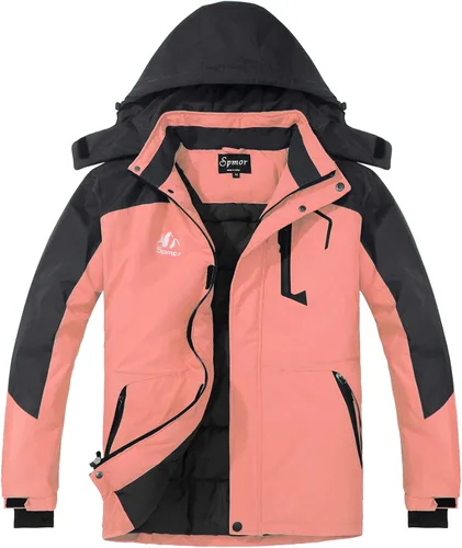 Vista 13 de Chaqueta de esquí impermeable con capucha para mujer, abrigo de snowboard cálido para invierno Negro