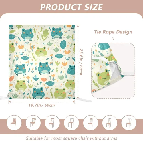 Vista 2 de Fresh Spring - Juego de 2 fundas para sillas de comedor con diseño de ranas verdes, fundas protectoras para sillas de comedor 2