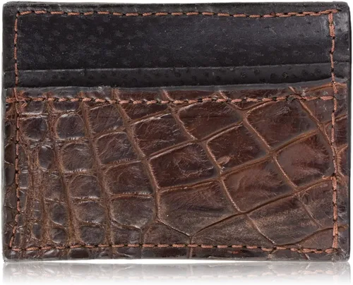 Vista 3 de Cartera magnética de piel de cocodrilo genuina