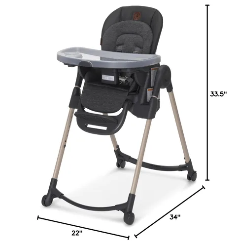 Vista 14 de Maxi-Cosi Minla - Silla alta 6 en 1 para bebés y niños pequeños, silla alta plegable portátil, tela EcoCare, 9 alturas, 5 reclinables, 4 posiciones