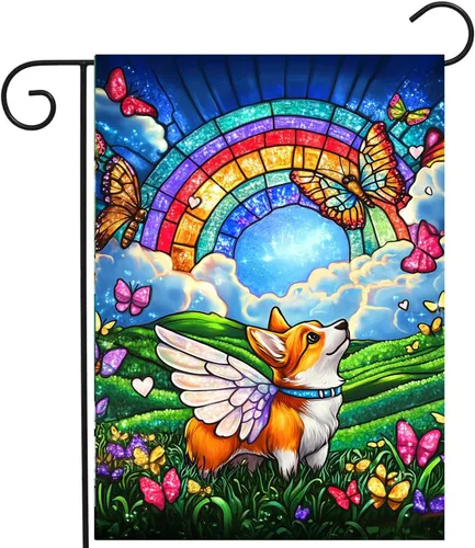 Vista 28 de Bandera floral de jardín Golden Retriever para jardín, banderas de bienvenida para exteriores de 12 x 18 pulgadas, bandera de perro de flores