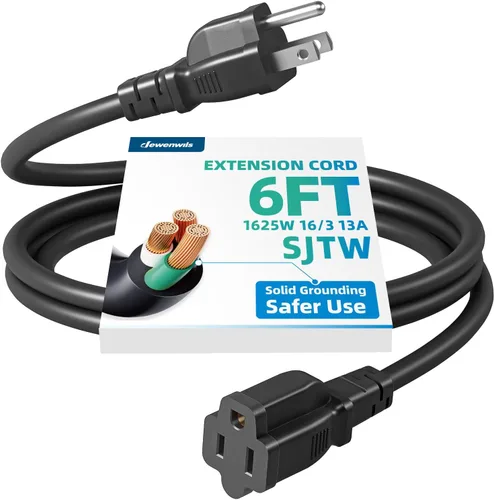 Vista 12 de DEWENWILS Cable de extensión corto, cable de alimentación SJTW de 1 pie, cable de extensión SJTW de 16 AWG resistente a la intemperie