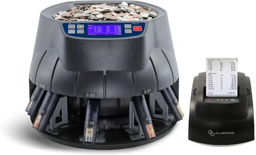 Vista 9 de AccuBANKER AB510 - Máquina clasificadora de monedas y envoltura con panel de control digital e impresora térmica MP10