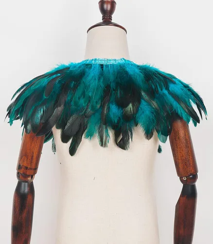 Vista 8 de L'VOW Capa de plumas de gallo para niños, chal iridiscente para fiesta de juegos (Blue-Ro)