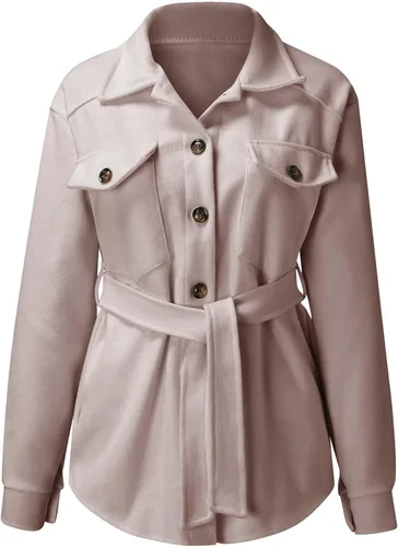 Vista 2 de Ladies plus Size Leather Jacket Womens Casual Lapel Shacket Jacket Long Sleeve Single Breasted Leather Dress for