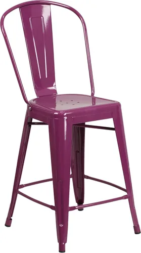 Vista 42 de Taburete de metal de interior y exterior de Flash Furniture, Metal, Plateado