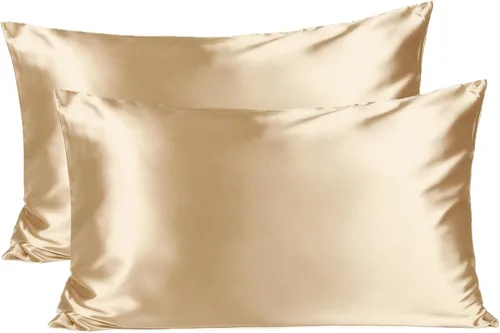 Vista 13 de Yanibest Funda de almohada de satén, fundas de almohada de seda para cabello y piel con cremallera, juego de 2 fundas de almohada estándar para 20 x