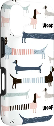 Vista 3 de Dachshund Weenie Weiner Dog - Carcasa para iPhone 17, diseño azul, rosa y blanco