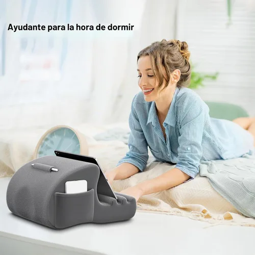 Vista 3 de Soporte de almohada para iPad de tableta, soporte de tableta para regazo Gris