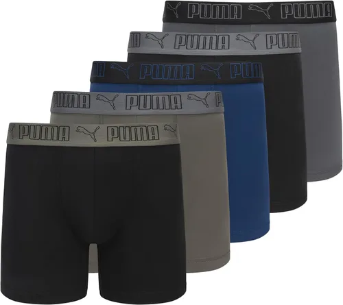 Vista 26 de PUMA Paquete de 5 calzoncillos tipo bóxer Performance para hombre Azul marino/rojo/negro