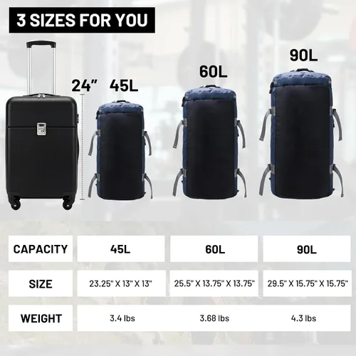 Vista 6 de MIER Mochila deportiva grande con compartimento para zapatos, resistente y resistente al agua, azul marino, 45L