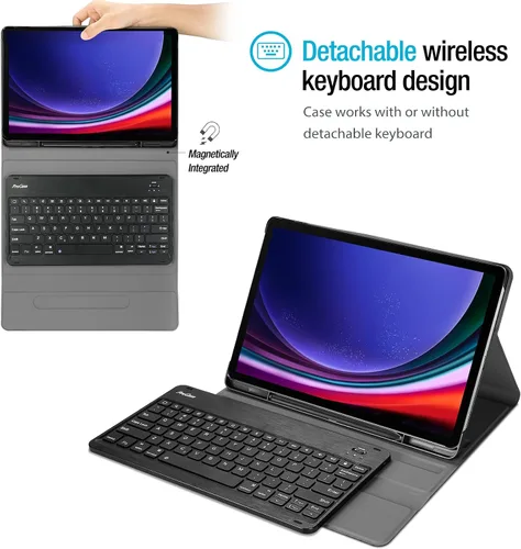 Vista 3 de ProCase Funda de teclado para Galaxy Tab S10+ 2024/S9+ Plus 2023 de 12.4 pulgadas con soporte para S Pen, teclado inalámbrico desmontable magnético