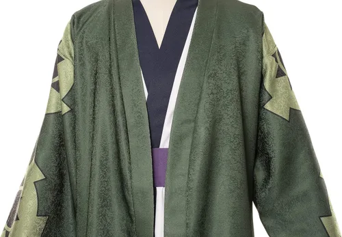 Vista 2 de Anime Wano Country - Kimono para hombre, disfraz de cómic con, Verde