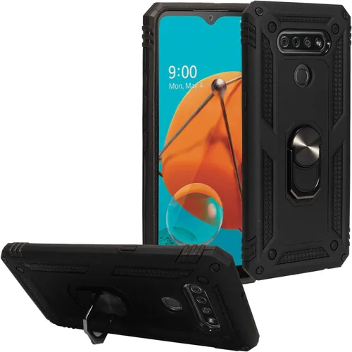 Vista 20 de Para LG K51, LG Reflect (LM-K500) - Funda híbrida con soporte de anillo - RS2 Negro