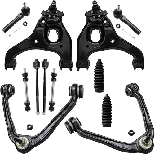 Vista 130 de Detroit Axle – 12 brazos de control superiores e inferiores delanteros con rótulas, barras de unión exteriores e interiores con topes, barras