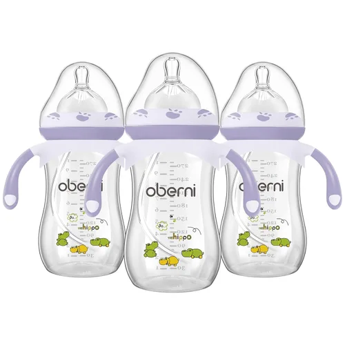 Vista 12 de Botellas para bebé Oberni, botellas de leche para niños con pajita con peso y asa antideslizante, tamaño + flujo rápido variable, 12+ meses, sin