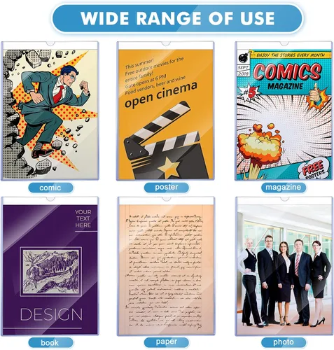 Vista 6 de Yexiya 15 fundas para cómics de 7.6 x 10.7 pulgadas, marco duro de PVC para cómics de la Edad de Plata actual, funda transparente de plástico