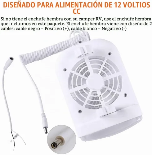Vista 7 de Facon Combo de luz de ventilador de 12 V CC para caravana emergente, interruptor independiente, cable extensible de 2 velocidades con enchufe macho