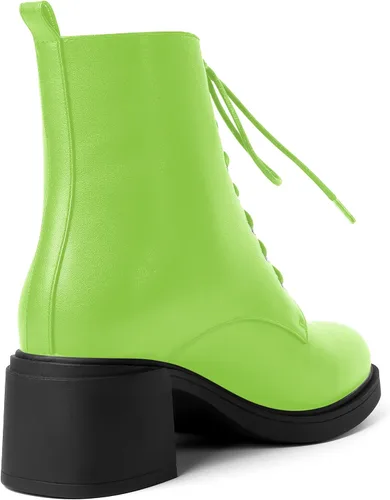 Vista 123 de ROSERWISH Botas altas de tacón bajo y grueso para mujer, con cordones, cómodas, modernas, con puntera redonda, de 2.5 pulgadas